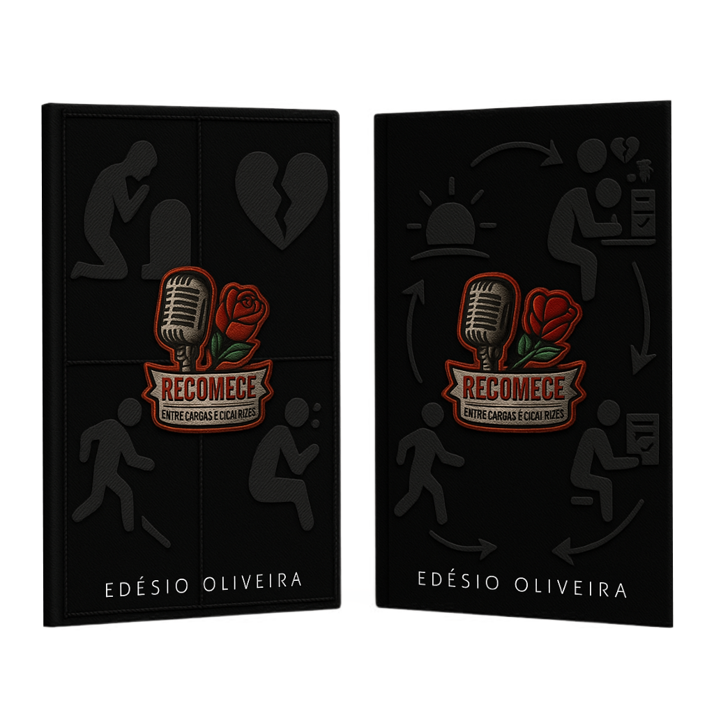 Mockup do livro Recomece – Entre Cargas e Cicatrizes